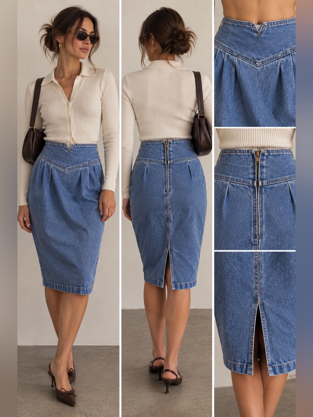💙 On-Trend FW2026💙
Zena—Vintage 1980s High-Waisted Denim Pencil Skirt